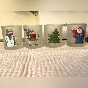 4 CHRISTMAS GLASSES CHRISTMAKKUH Old Fashioned WHISKEY On The Rocks GLASSES VTG